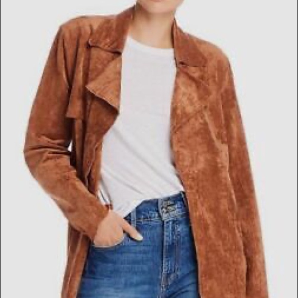 BLANK NYC Brown Faux Suede Tie Trench Coat, Size Small
